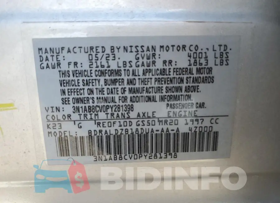 3N1AB8CV0PY281398 Photo# 13