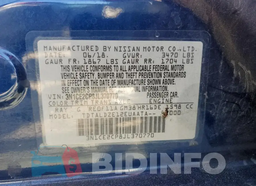 3N1CE2CP8JL370770 Photo# 13
