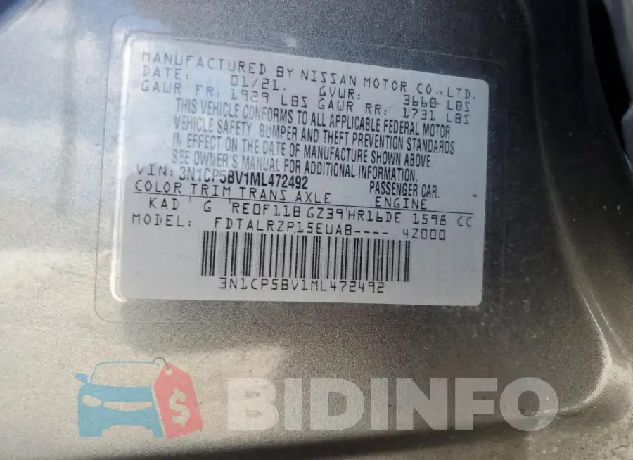 3N1CP5BV1ML472492 Photo# 13