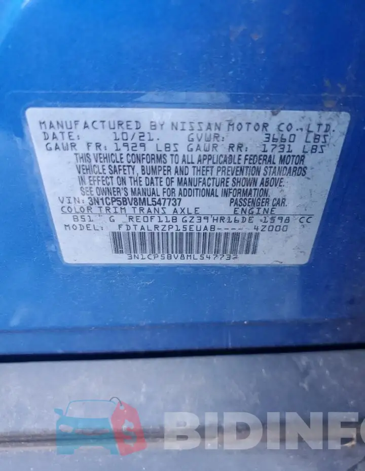 3N1CP5BV8ML547737 Photo# 12