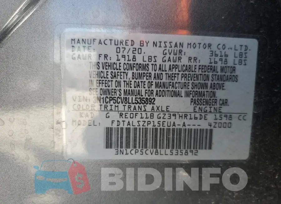 3N1CP5CV8LL535892 Photo# 12