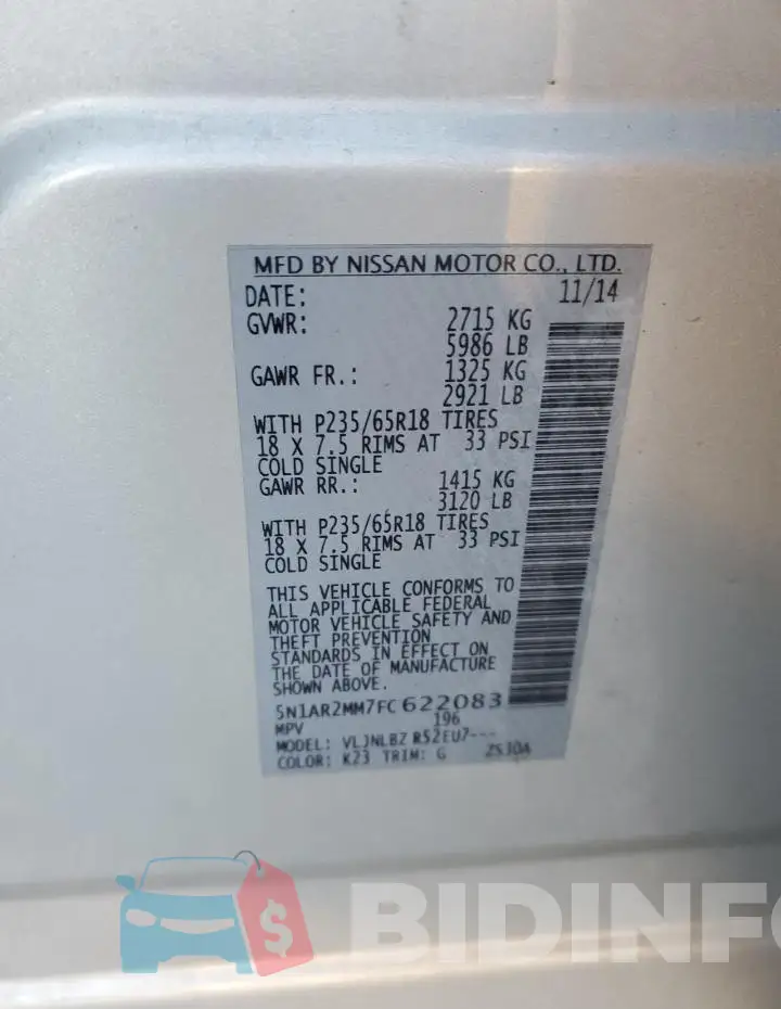 5N1AR2MM7FC622083 Photo# 13