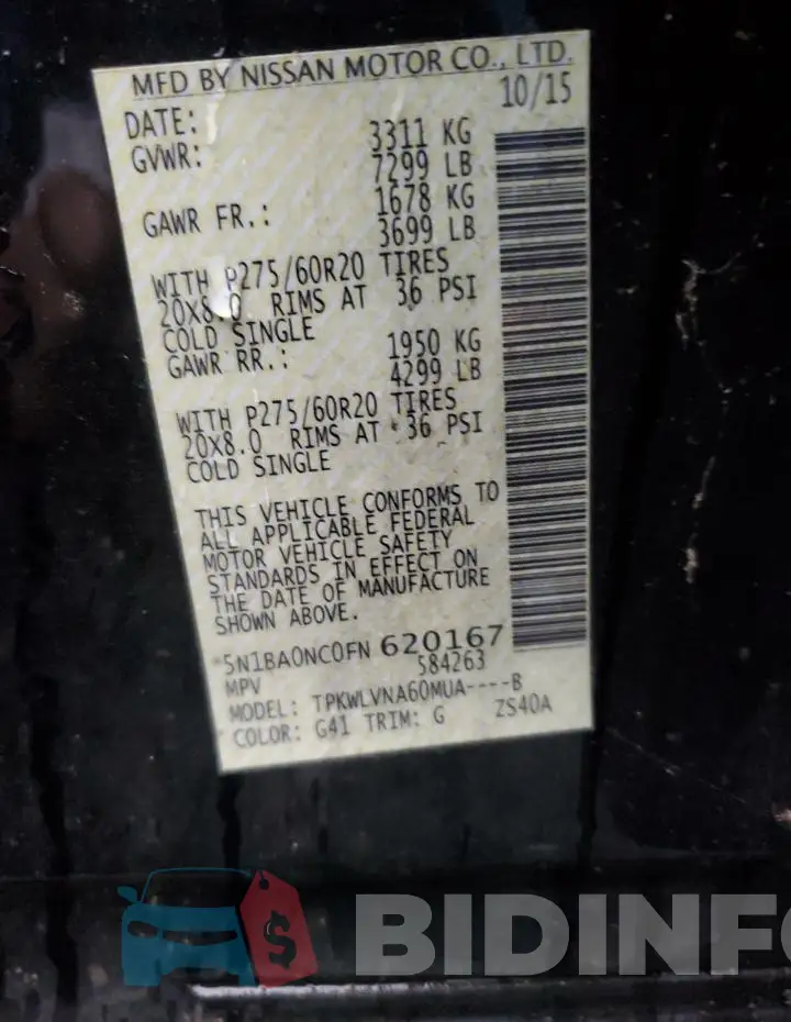 5N1BA0NC0FN620167 Photo# 13