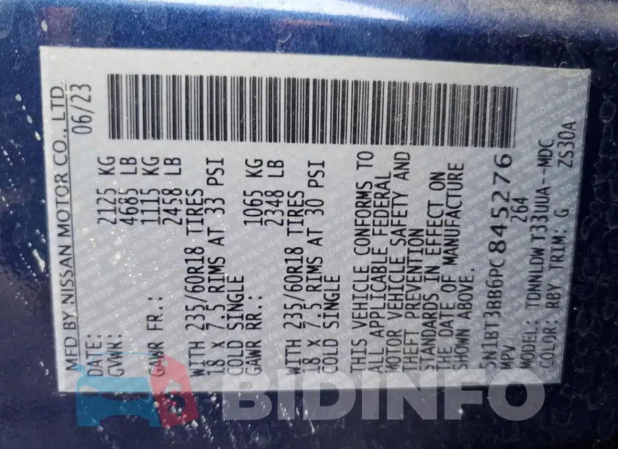 5N1BT3BB6PC845276 Photo# 13