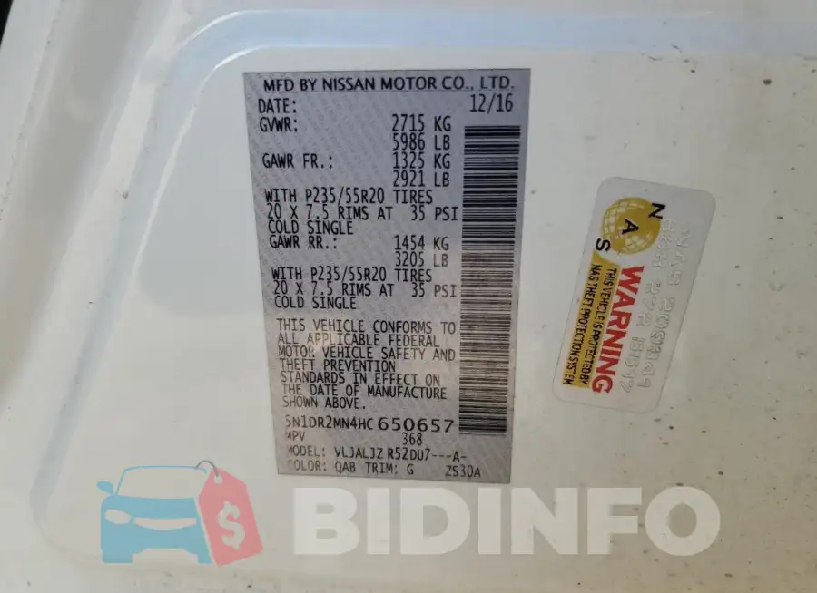 5N1DR2MN4HC650657 Photo# 13