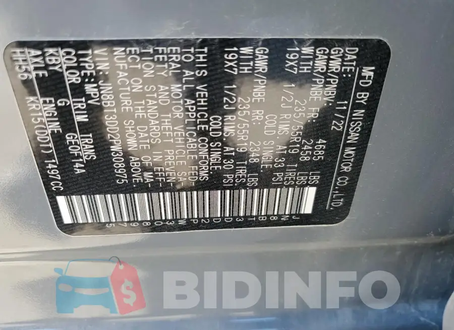 JN8BT3DD2PW308975 Photo# 13