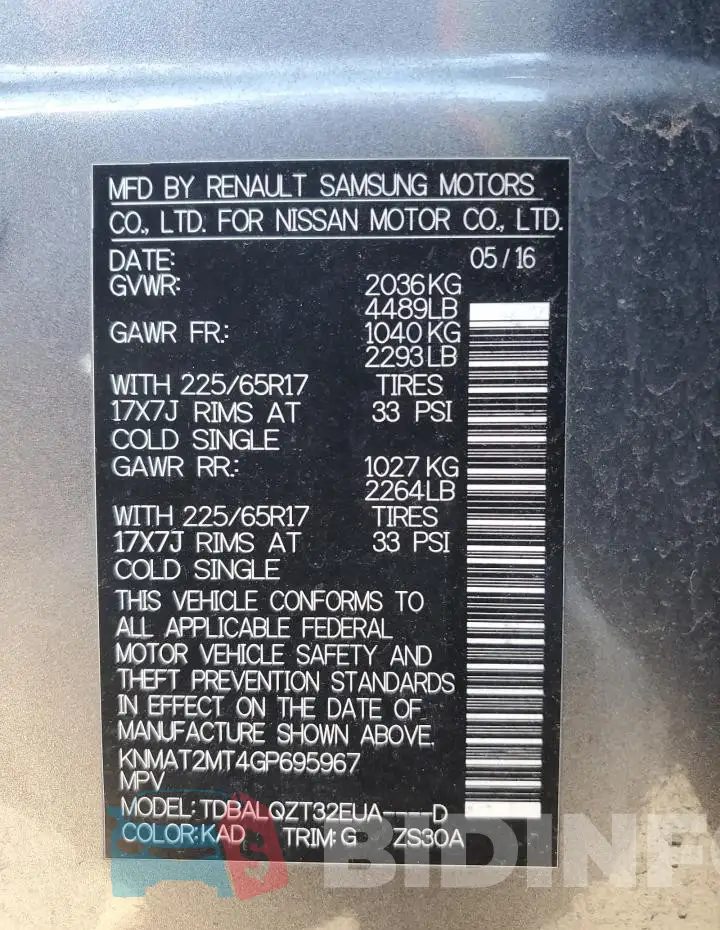 KNMAT2MT4GP695967 Photo# 13