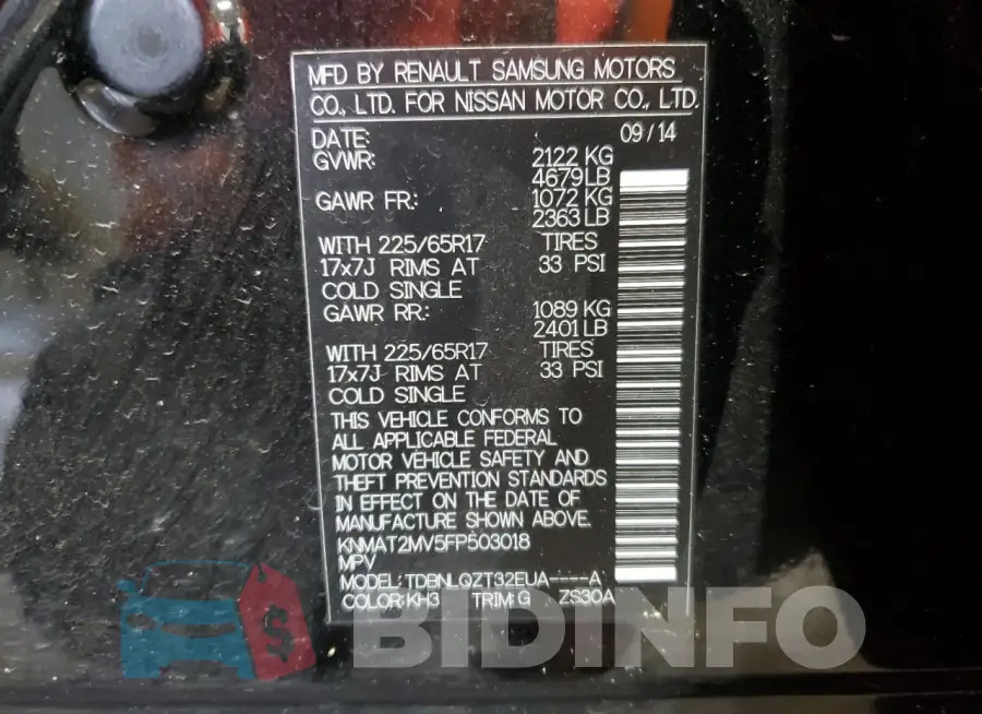 KNMAT2MV5FP503018 Photo# 14