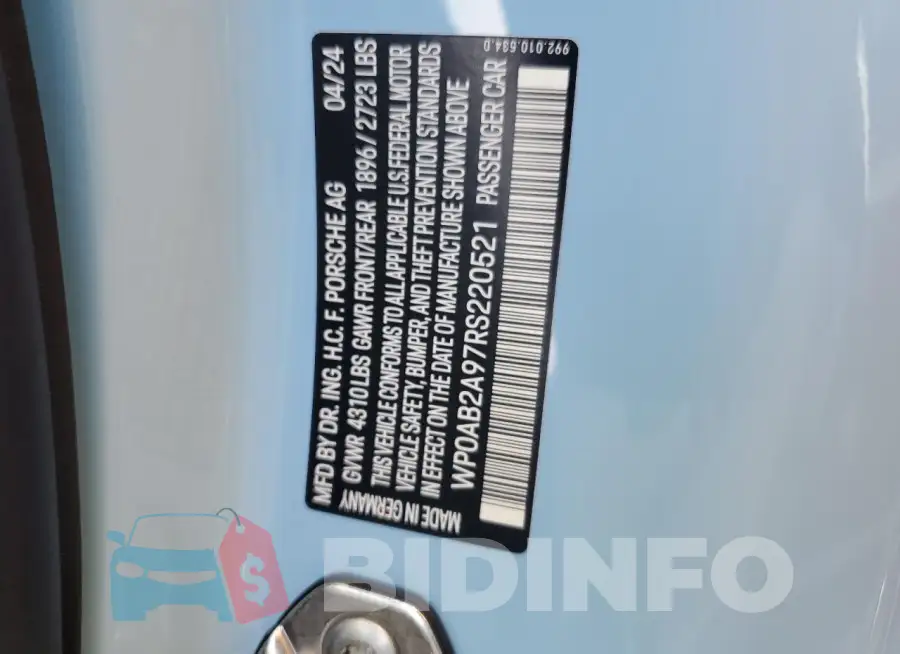 WP0AB2A97RS220521 Photo# 13