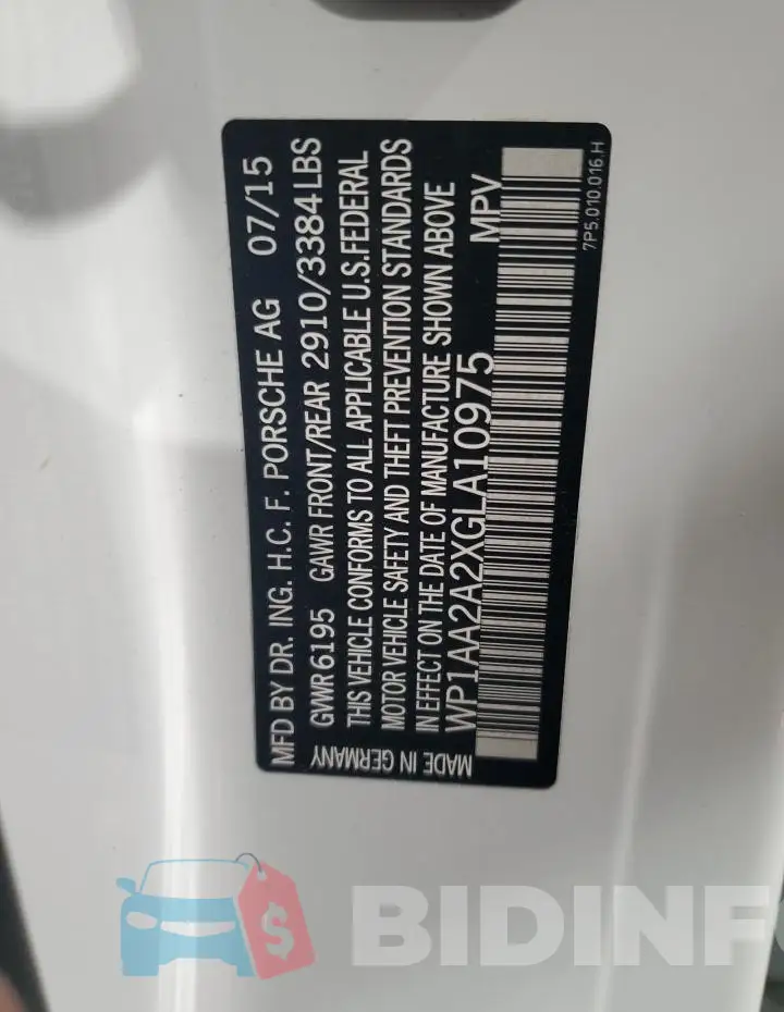 WP1AA2A2XGLA10975 Photo# 14