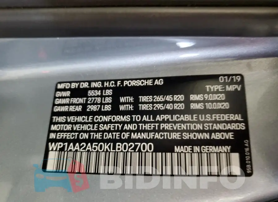 WP1AA2A50KLB02700 Photo# 13
