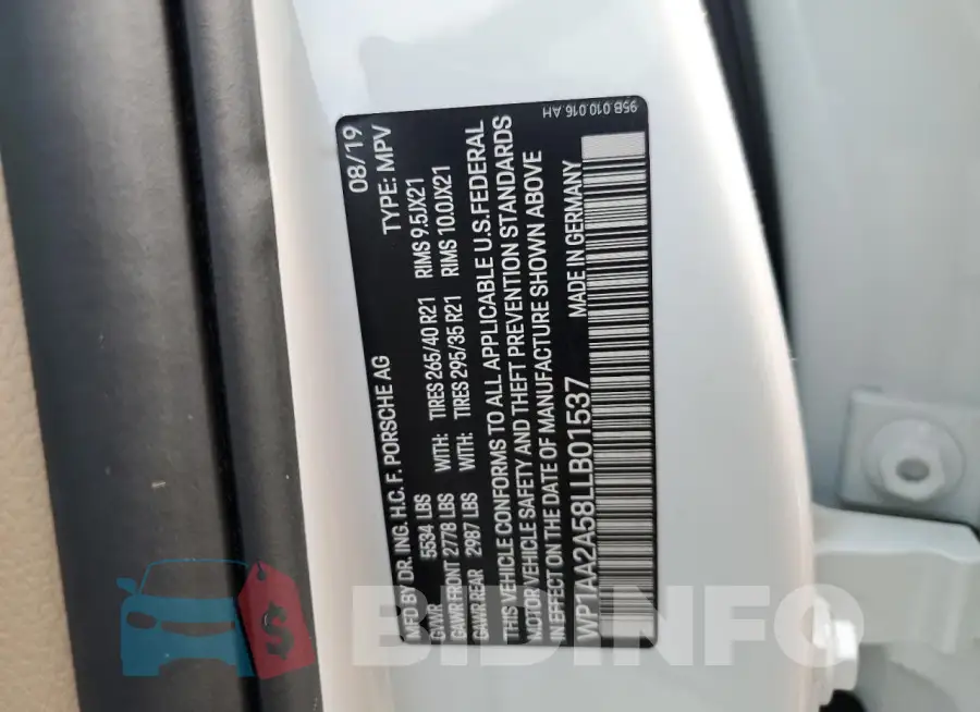 WP1AA2A58LLB01537 Photo# 14