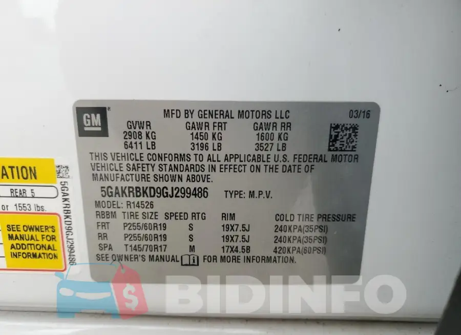 5GAKRBKD9GJ299486 Photo# 14