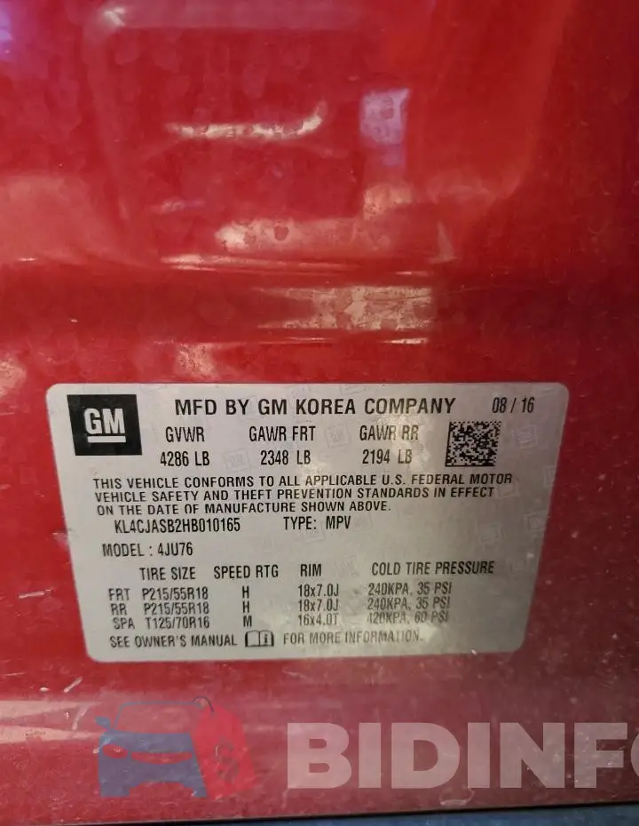 KL4CJASB2HB010165 Photo# 13
