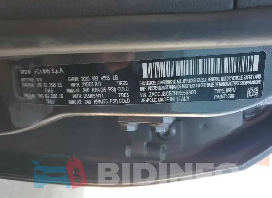 ZACCJBCB7HPE56800 Photo# 13