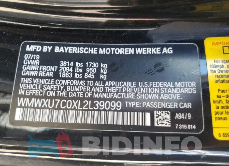 WMWXU7C0XL2L39099 Photo# 12