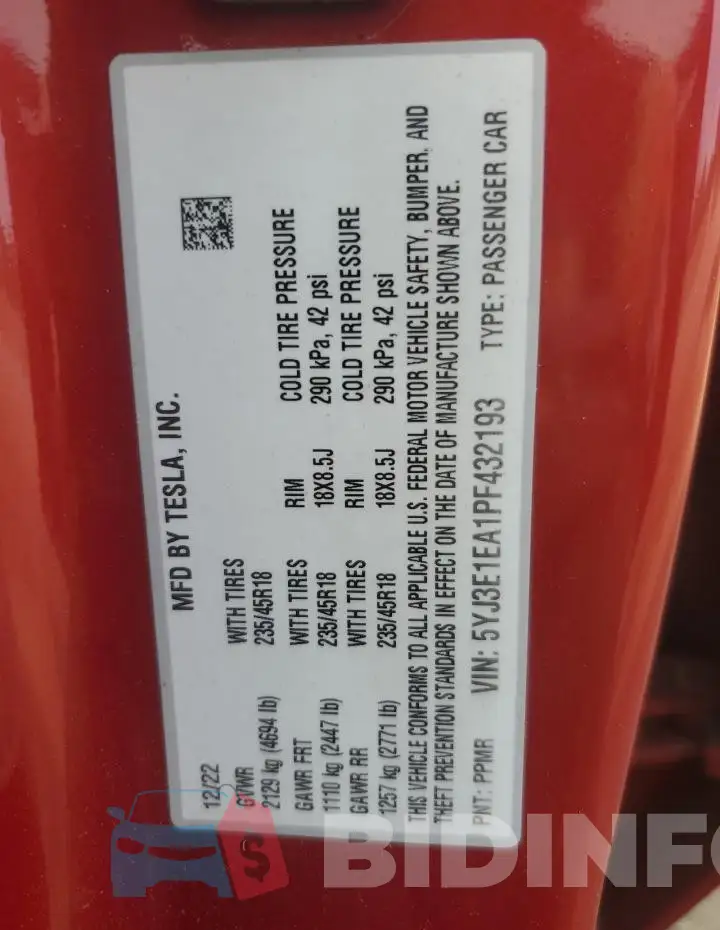 5YJ3E1EA1PF432193 Photo# 12