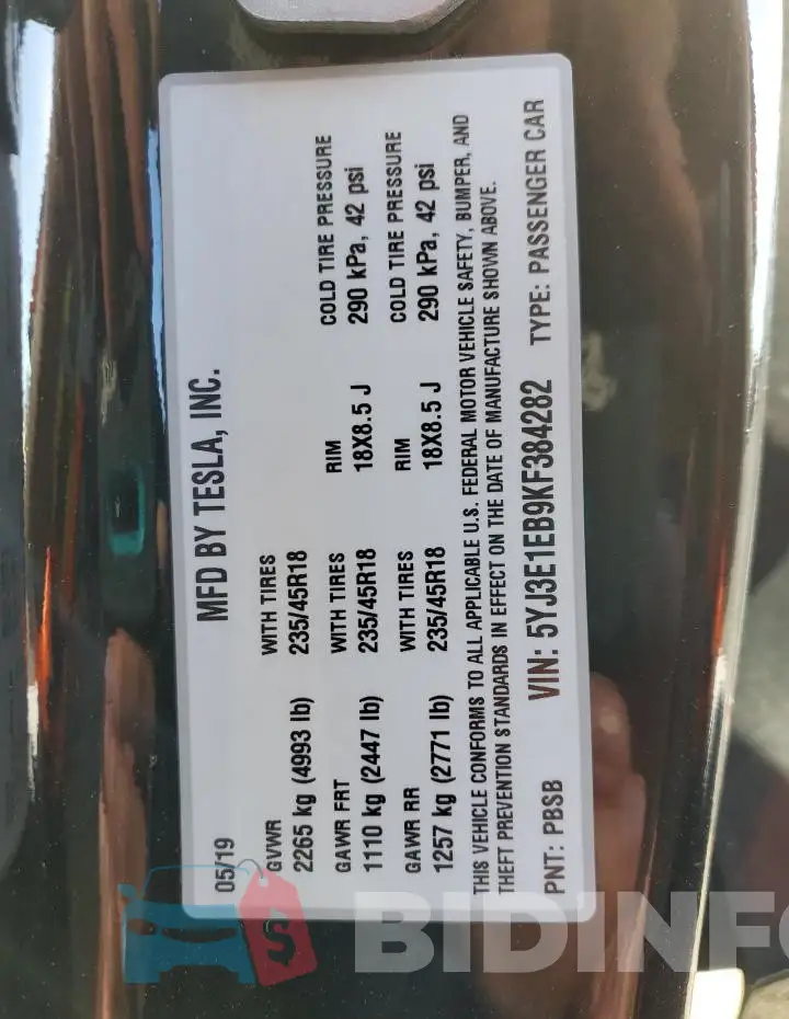 5YJ3E1EB9KF384282 Photo# 12