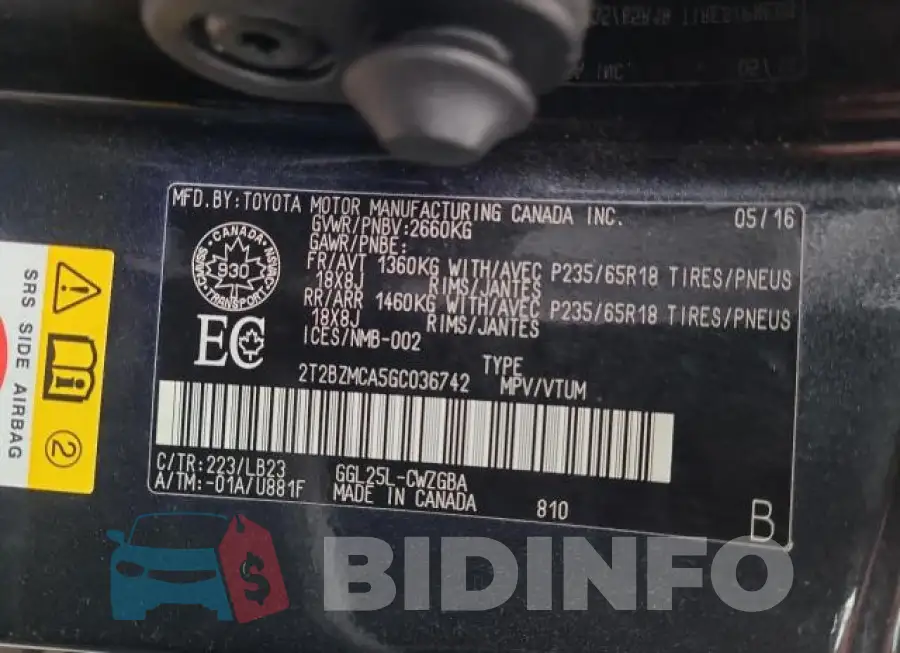 2T2BZMCA5GC036742 Photo# 10