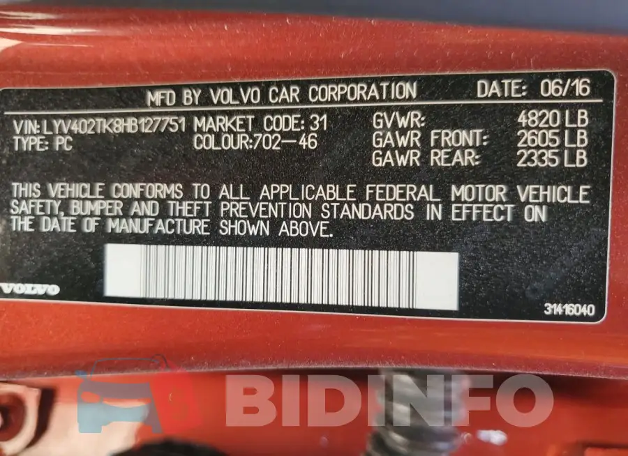 LYV402TK8HB127751 Photo# 13
