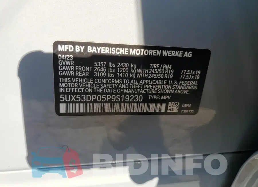 5UX53DP05P9S19230 Photo# 13