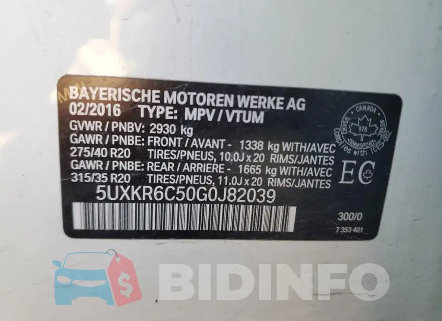 5UXKR6C50G0J82039 Photo# 13