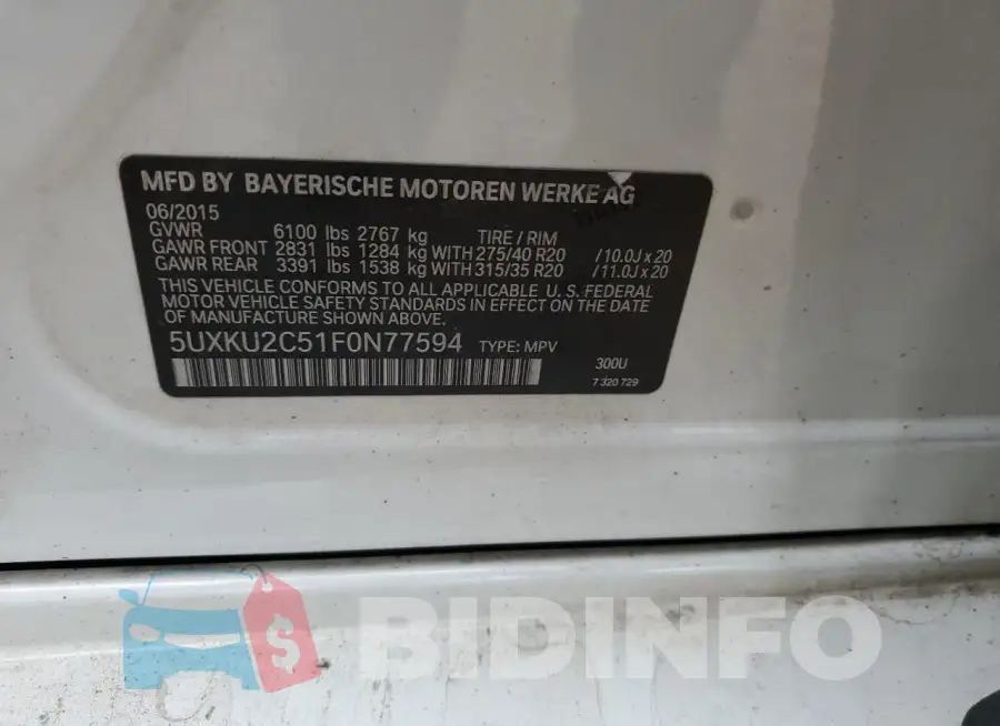5UXKU2C51F0N77594 Photo# 12