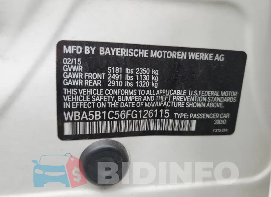 WBA5B1C56FG126115 Photo# 12