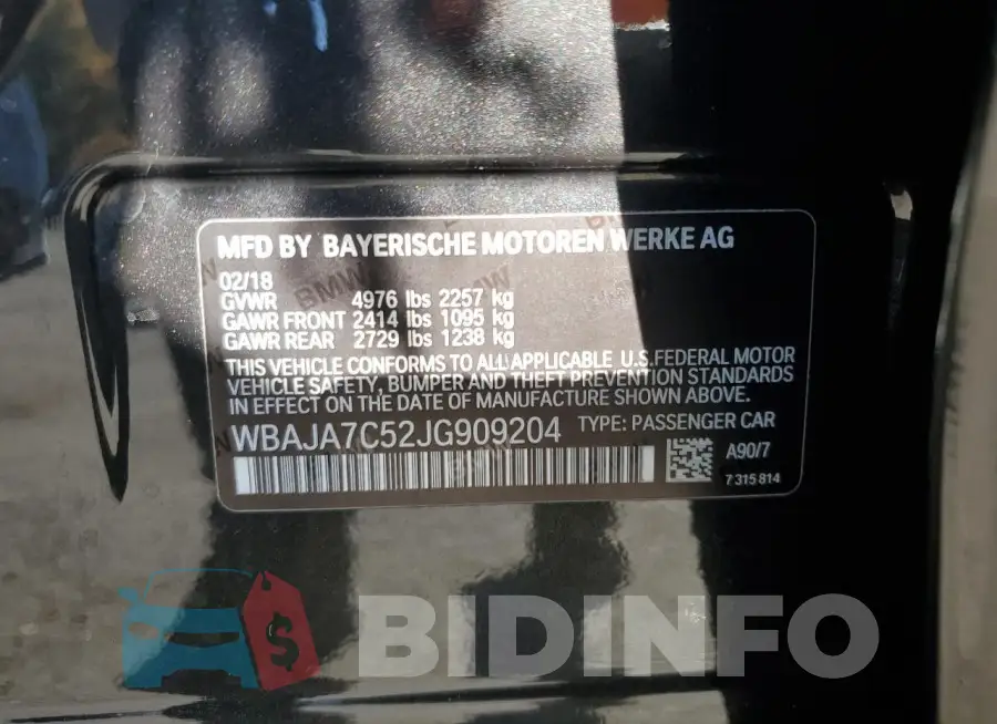 WBAJA7C52JG909204 Photo# 12
