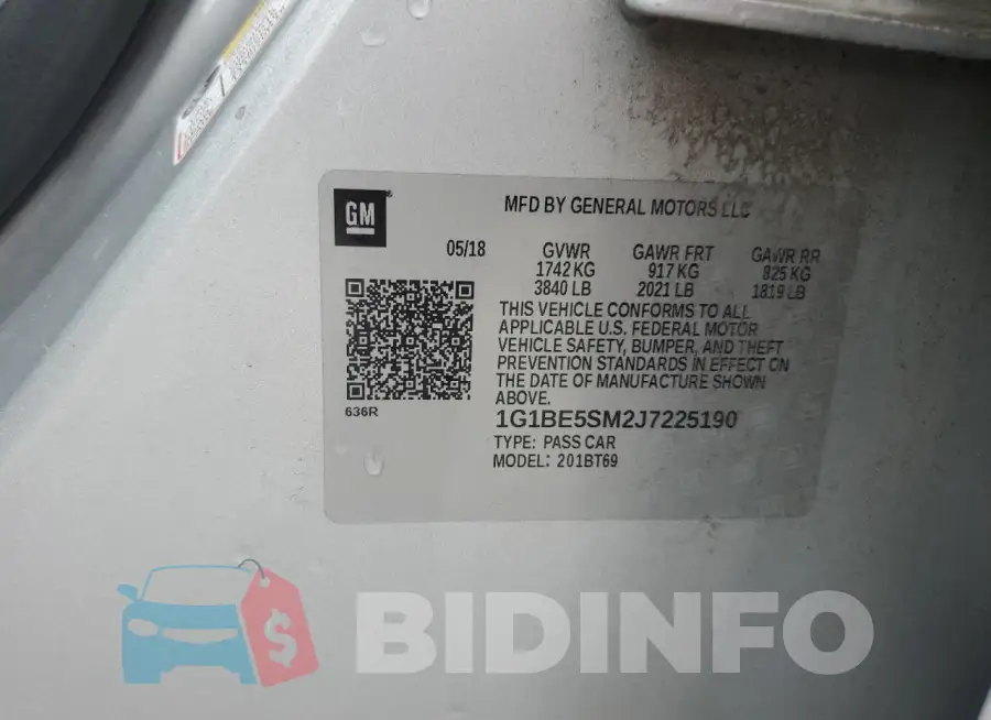 1G1BE5SM2J7225190 Photo# 12