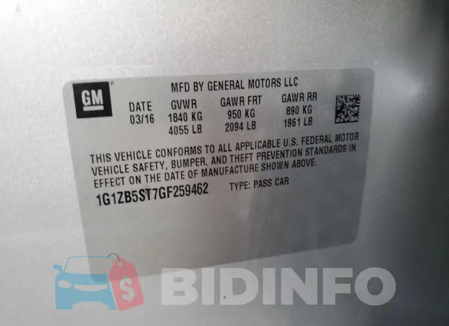 1G1ZB5ST7GF259462 Photo# 12
