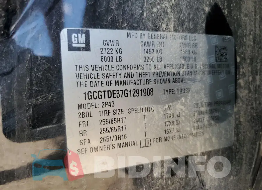 1GCGTDE37G1291908 Photo# 12