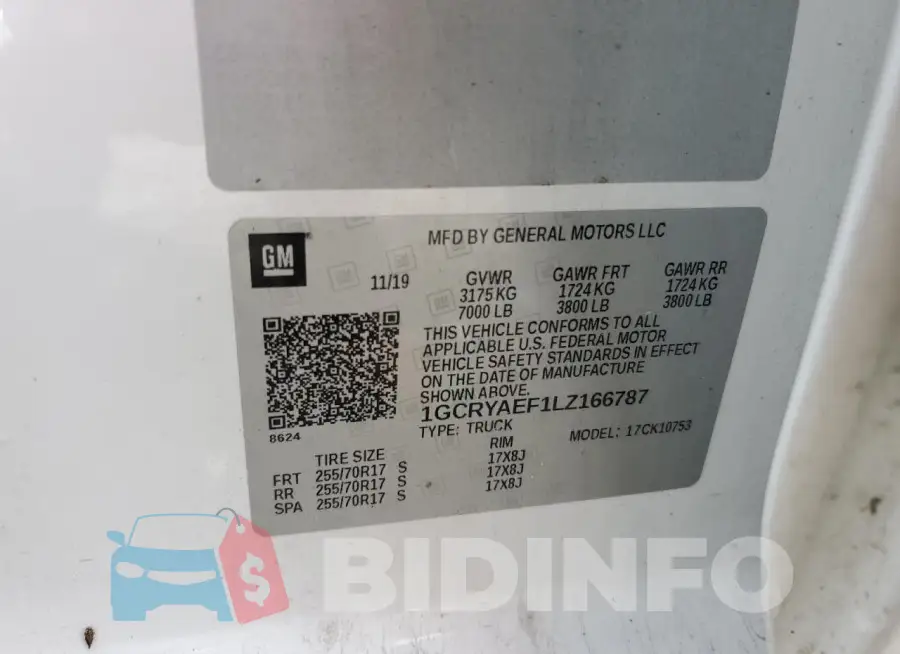 1GCRYAEF1LZ166787 Photo# 12