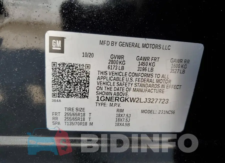 1GNERGKW2LJ327723 Photo# 14