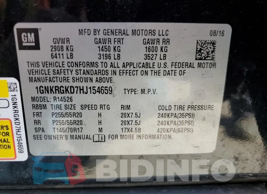 1GNKRGKD7HJ154659 Photo# 12