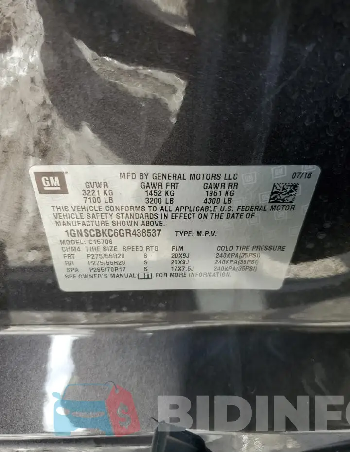 1GNSCBKC6GR438537 Photo# 13