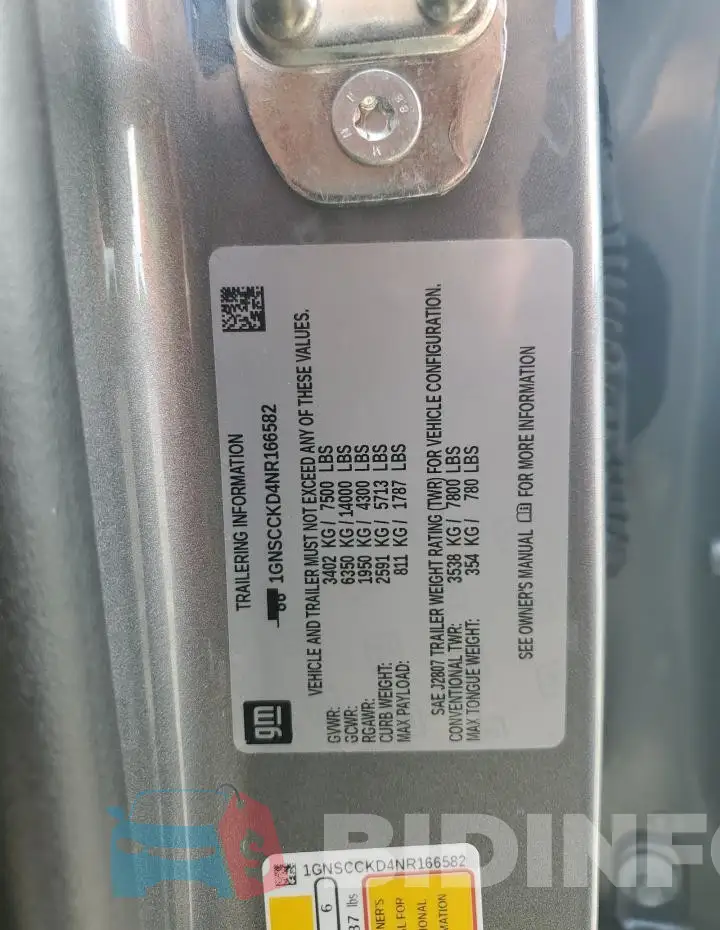 1GNSCCKD4NR166582 Photo# 13