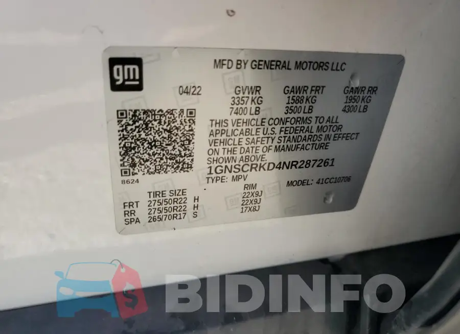 1GNSCRKD4NR287261 Photo# 14
