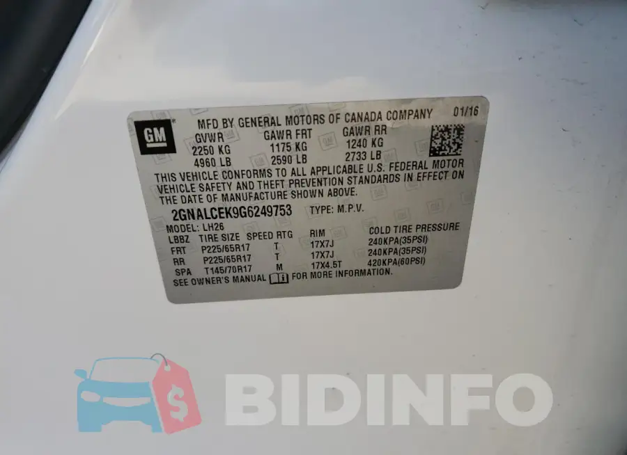 2GNALCEK9G6249753 Photo# 13