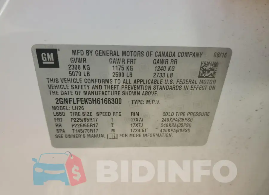 2GNFLFEK5H6166300 Photo# 14