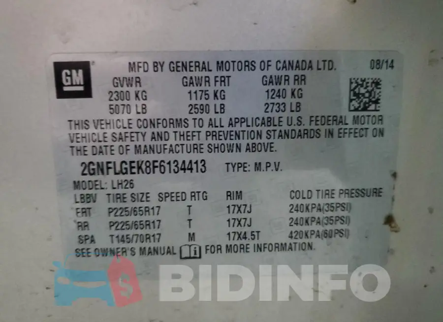 2GNFLGEK8F6134413 Photo# 13