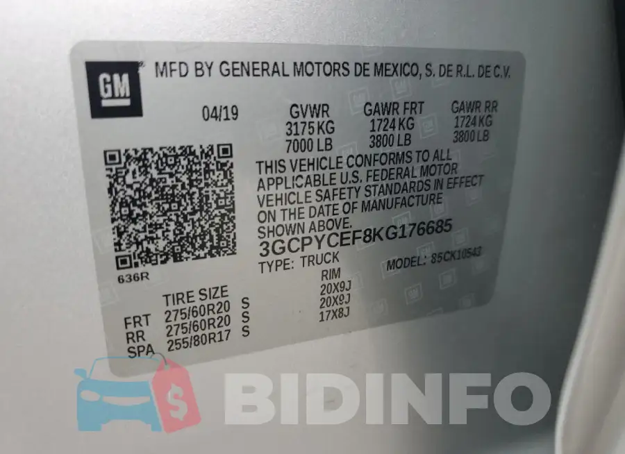 3GCPYCEF8KG176685 Photo# 12