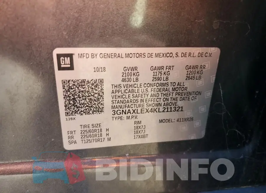 3GNAXLEX4KL211321 Photo# 13