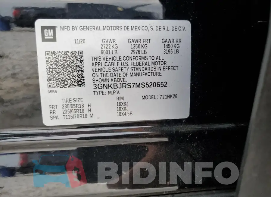 3GNKBJRS7MS520652 Photo# 13