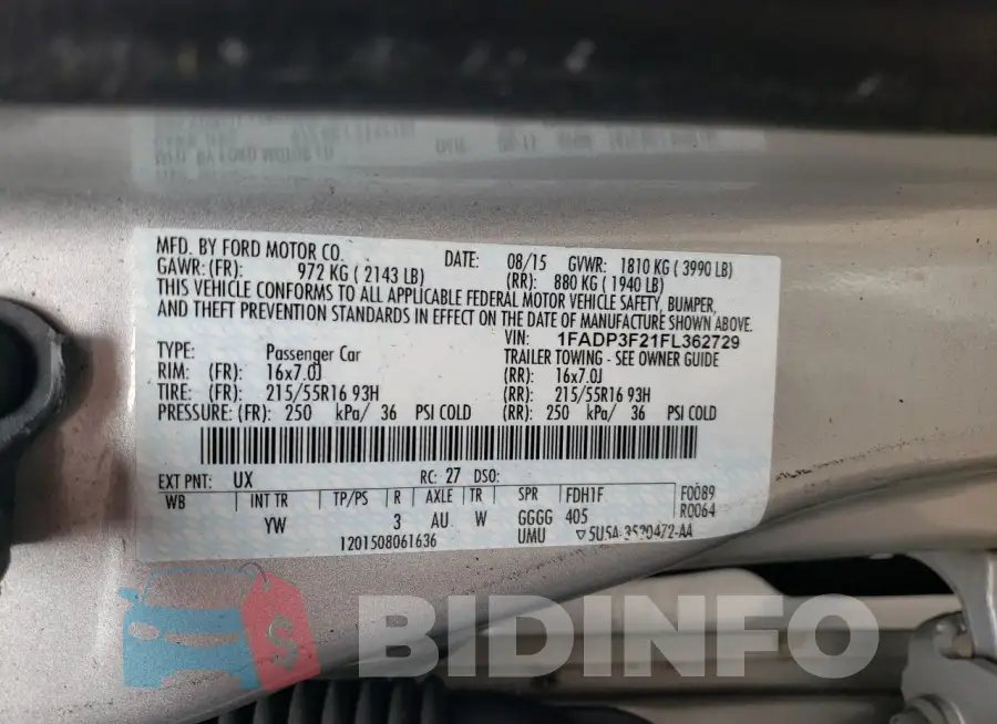 1FADP3F21FL362729 Photo# 12