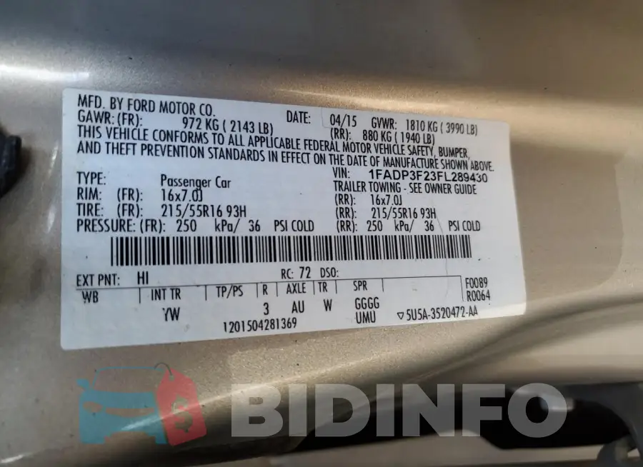 1FADP3F23FL289430 Photo# 12
