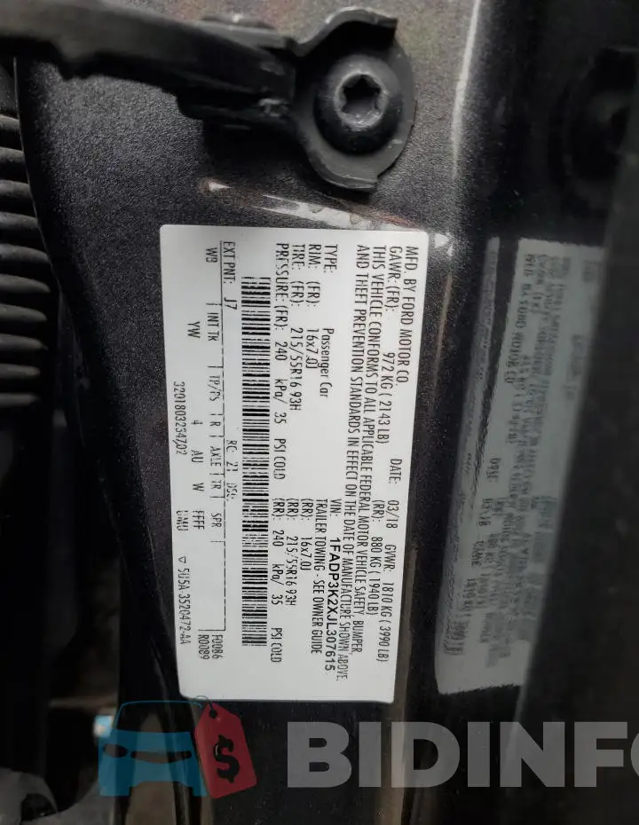 1FADP3K2XJL307615 Photo# 12