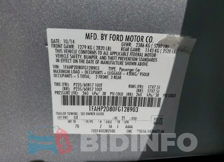 1FAHP2D80FG128903 Photo# 12
