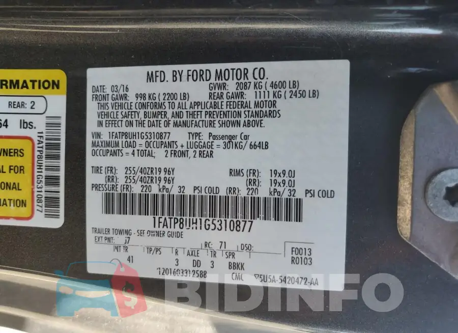 1FATP8UH1G5310877 Photo# 13