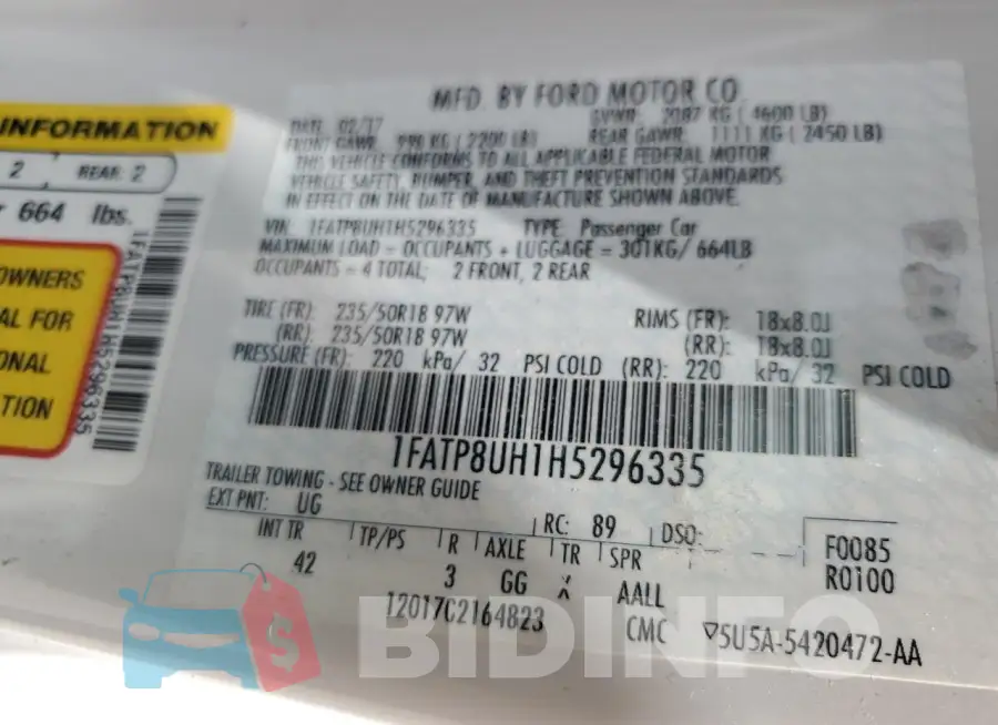 1FATP8UH1H5296335 Photo# 13